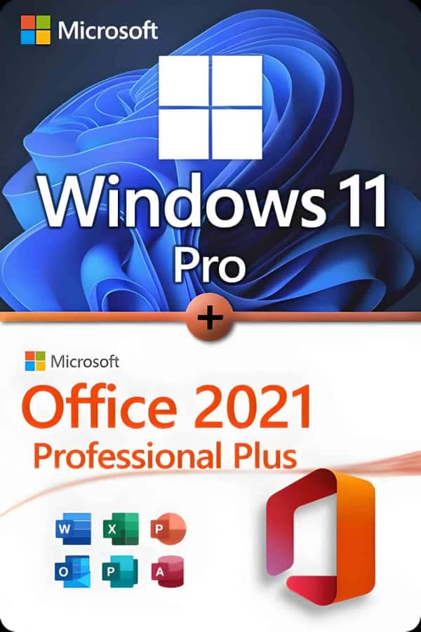 Microsoft Windows 11 Professional + Microsoft Office 2021 Professional Plus lisenssi 3 laitteelle