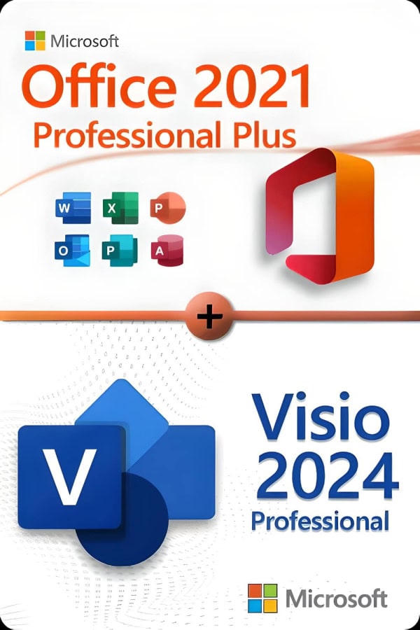 Microsoft Office 2021 Professional Plus + Microsoft Visio 2024 Professional lisenssi 3 laitteelle