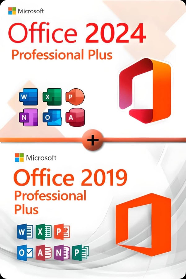 Microsoft Office 2024 Professional Plus + Microsoft Office 2019 Professional Plus lisenssi 3 laitteelle
