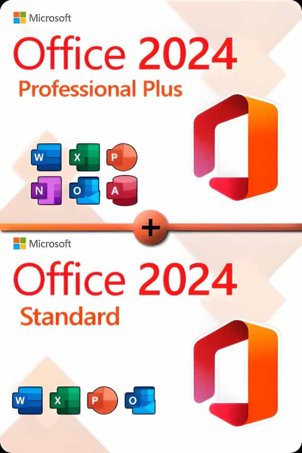 Microsoft Office 2024 Standard + Microsoft Office 2024 Professional Plus lisenssi 3 laitteelle