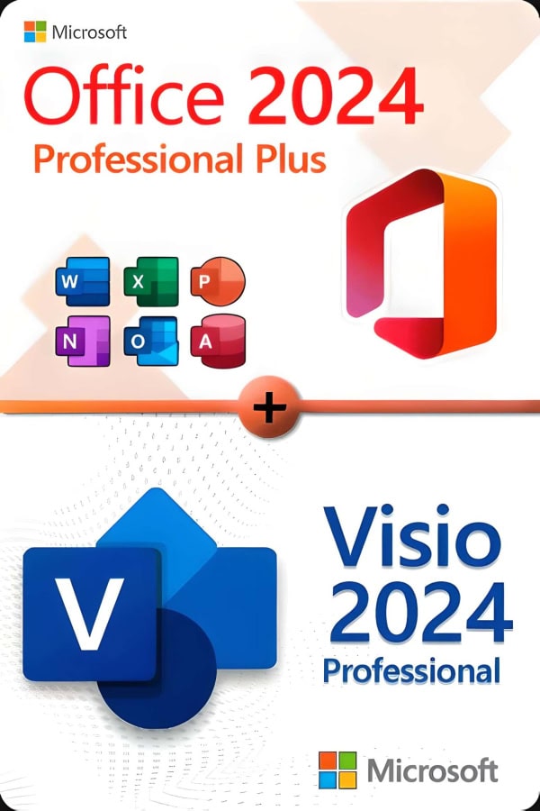 Microsoft Office 2024 Professional Plus + Microsoft Visio 2024 Professional lisenssi 3 laitteelle