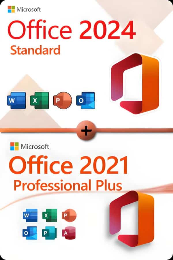 Microsoft Office 2024 Standard + Microsoft Office 2021 Professional Plus lisenssi 3 laitteelle