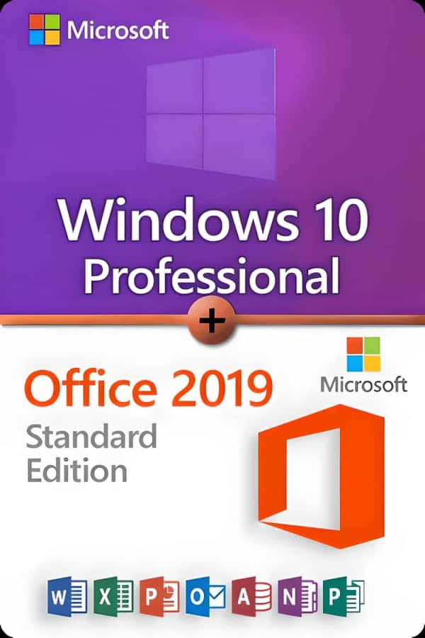 Microsoft Windows 10 Professional + Microsoft Office 2019 Standard lisenssi 3 laitteelle