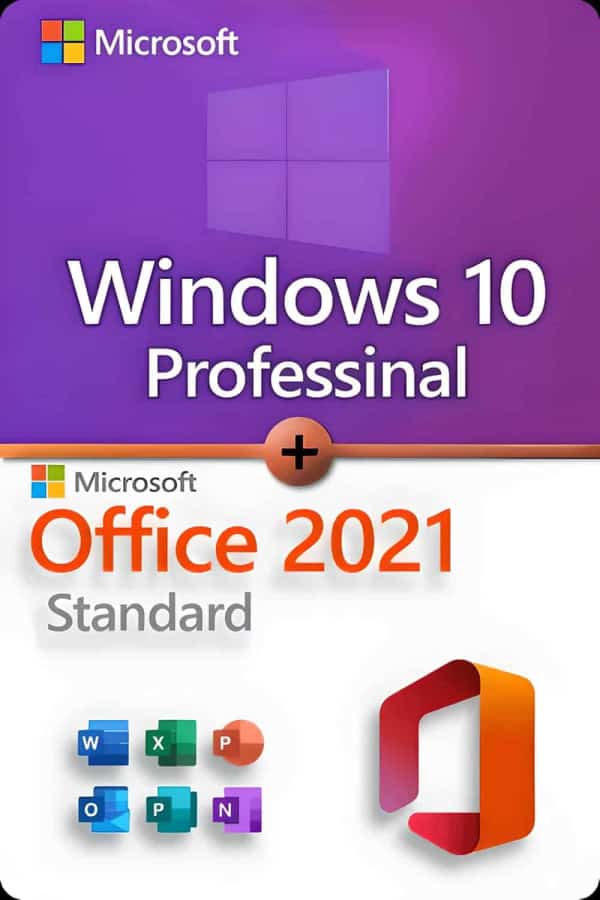 Microsoft Windows 10 Professional + Microsoft Office 2021 Standard lisenssi 3 laitteelle