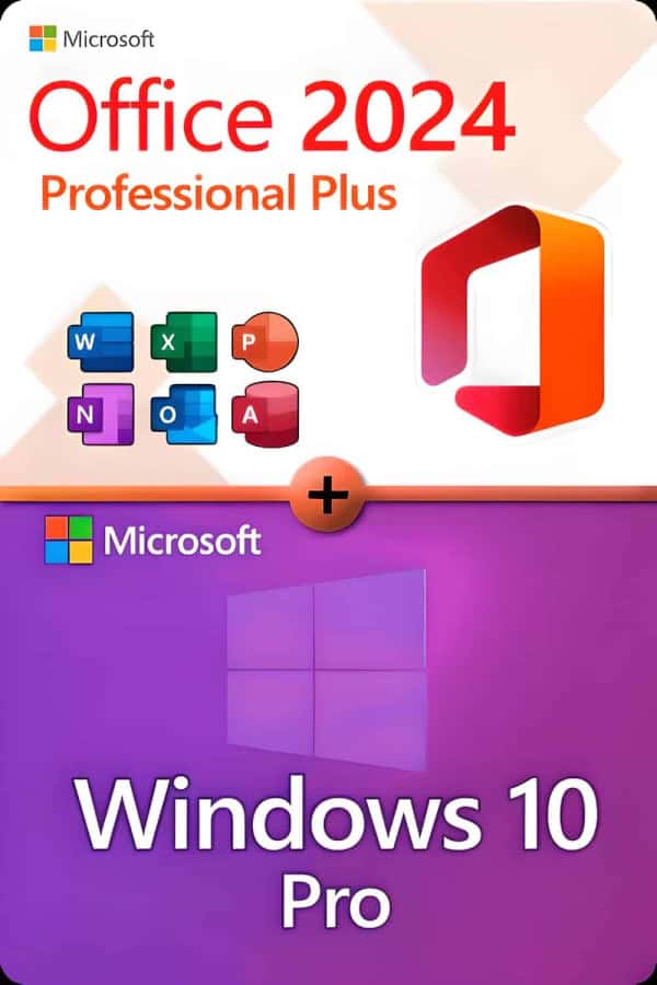 Microsoft Office 2024 Professional Plus + Microsoft Windows 10 Professional lisenssi 3 laitteelle