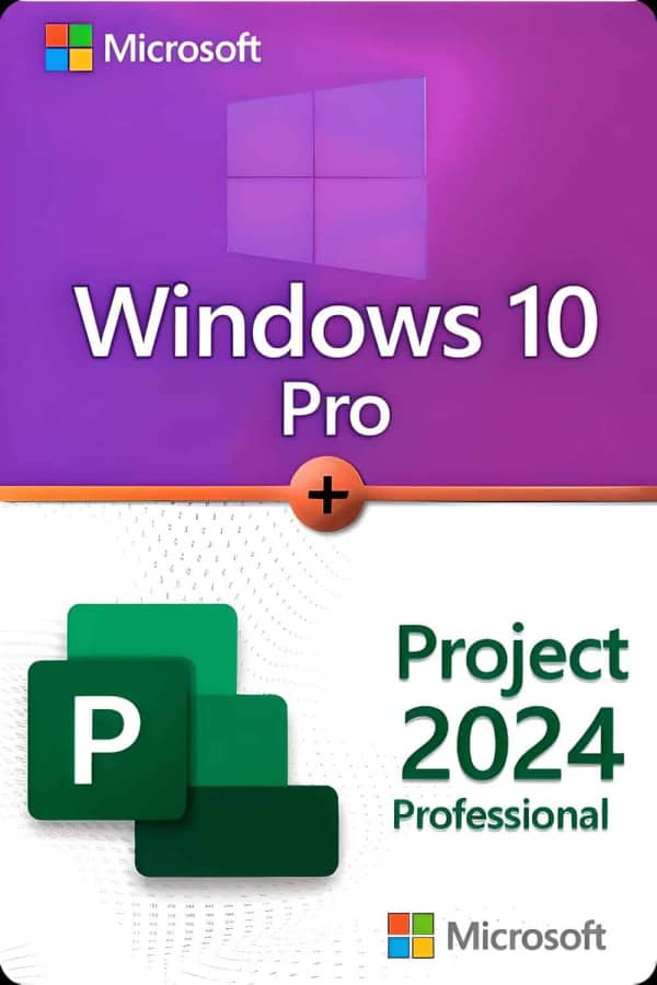 Microsoft Windows 10 Professional + Microsoft Project 2024 Professional lisenssi 3 laitteelle