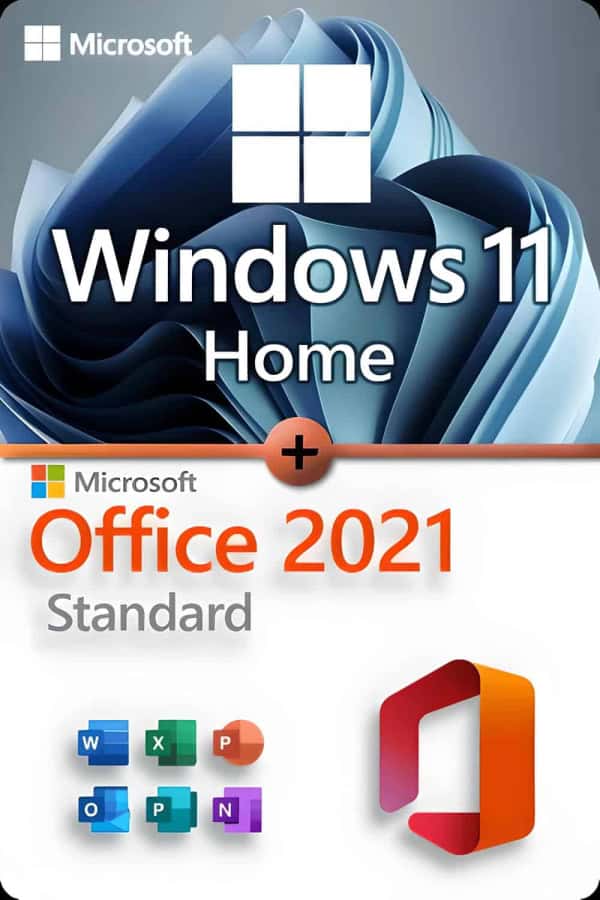 Microsoft Windows 11 Home + Microsoft Office 2021 Standard lisenssi 3 laitteelle