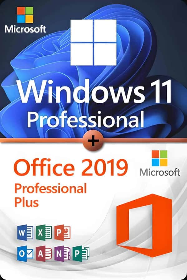 Microsoft Windows 11 Professional + Microsoft Office 2019 Professional Plus lisenssi 3 laitteelle