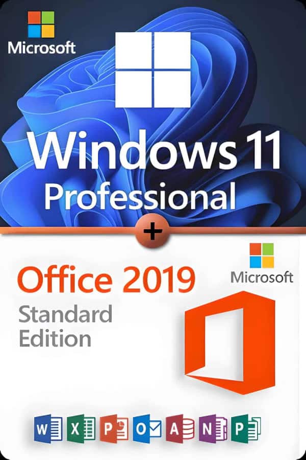 Microsoft Windows 11 Professional + Microsoft Office 2019 Standard lisenssi 3 laitteelle