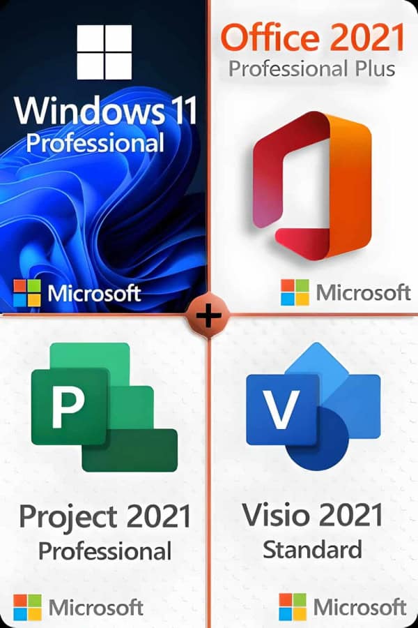 Windows 11 Professional + Project 2021 Professional + Office 2021 Professional + Visio 2021 Standard lisenssi 3 laitteelle