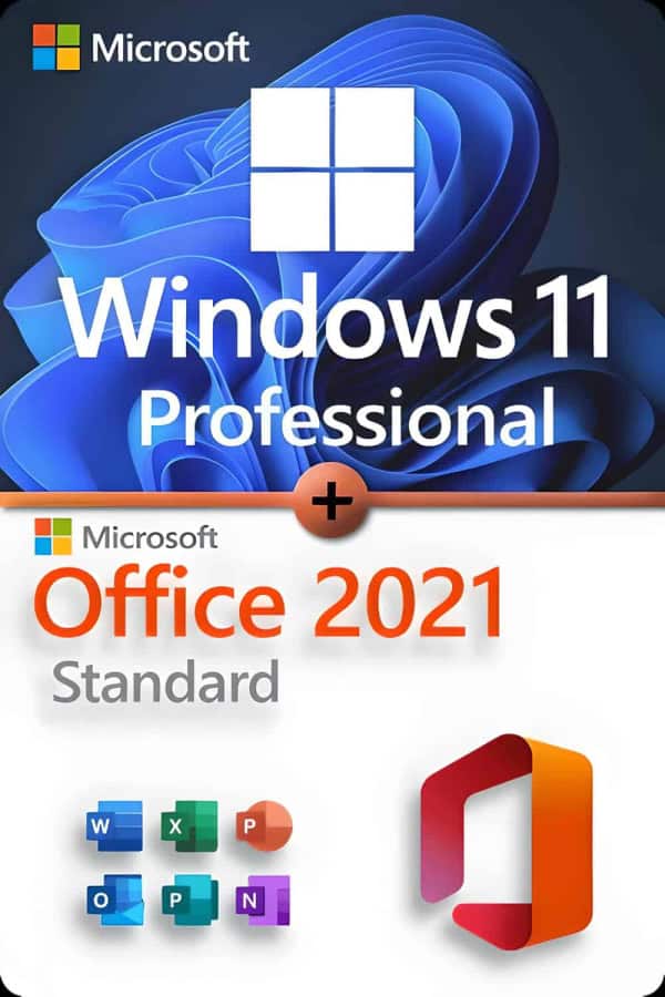 Microsoft Windows 11 Professional + Microsoft Office 2021 Standard lisenssi 3 laitteelle