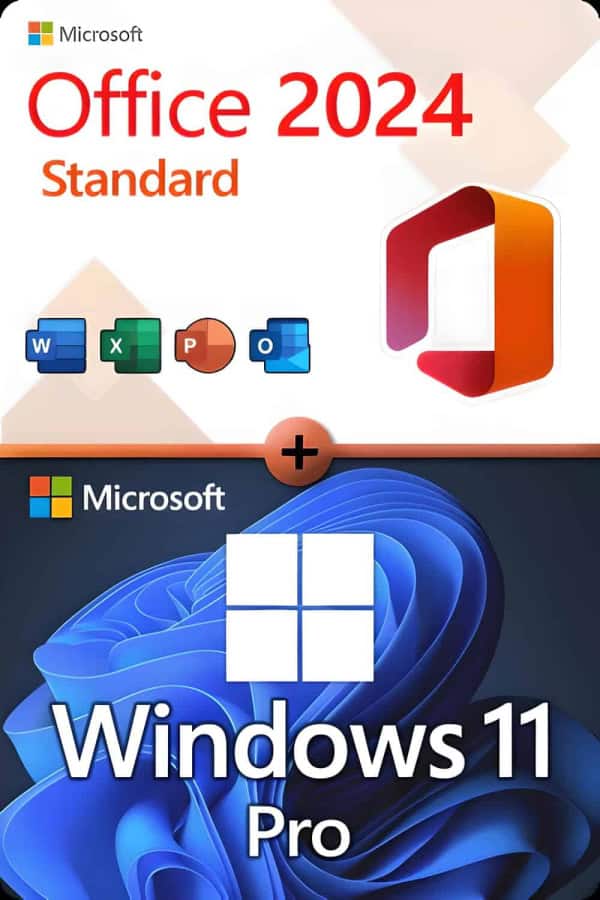 Microsoft Office 2024 Standard + Microsoft Windows 11 Professional lisenssi 3 laitteelle