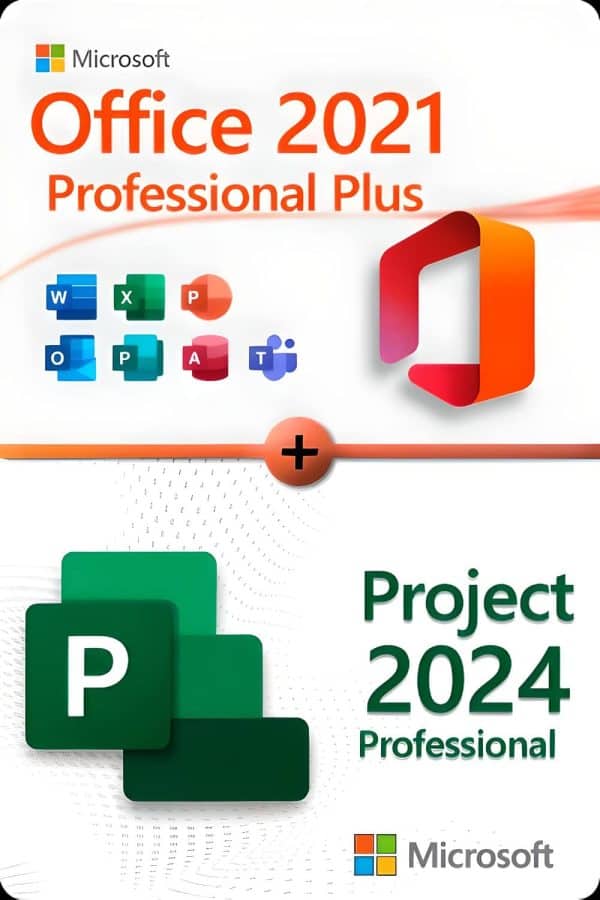 Microsoft Office 2021 Professional Plus + Microsoft Project 2024 Professional lisenssi 3 laitteelle
