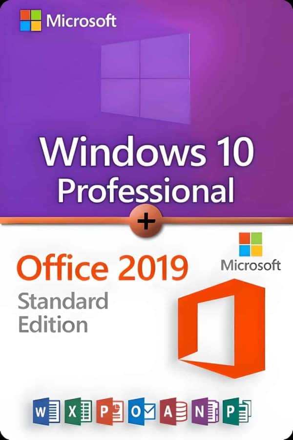 Microsoft Windows 10 Professional + Microsoft Office 2019 Standard lisenssi 3 laitteelle
