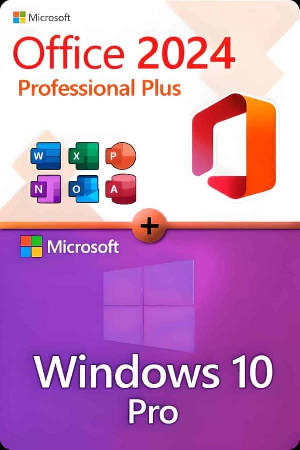 Microsoft Office 2024 Professional Plus + Microsoft Windows 10 Professional lisenssi 3 laitteelle