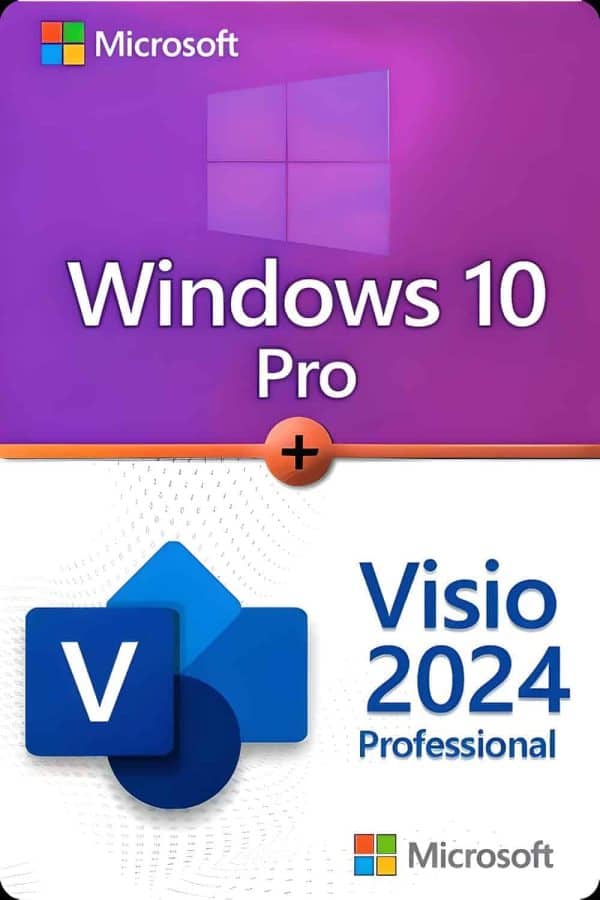 Microsoft Windows 10 Professional + Microsoft Visio 2024 Professional lisenssi 3 laitteelle