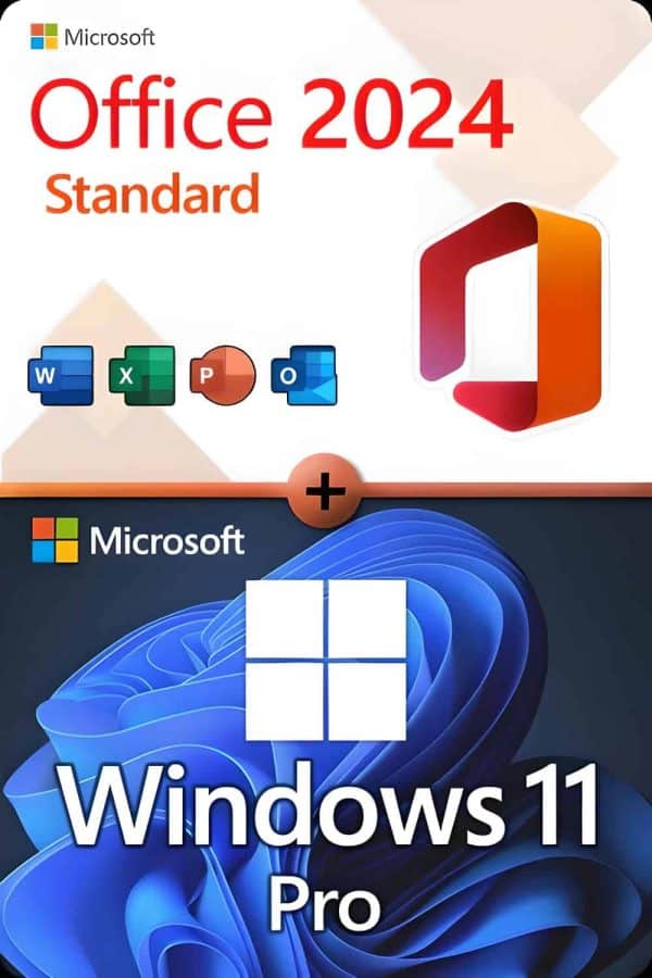 Microsoft Office 2024 Standard + Microsoft Windows 11 Professional lisenssi 3 laitteelle